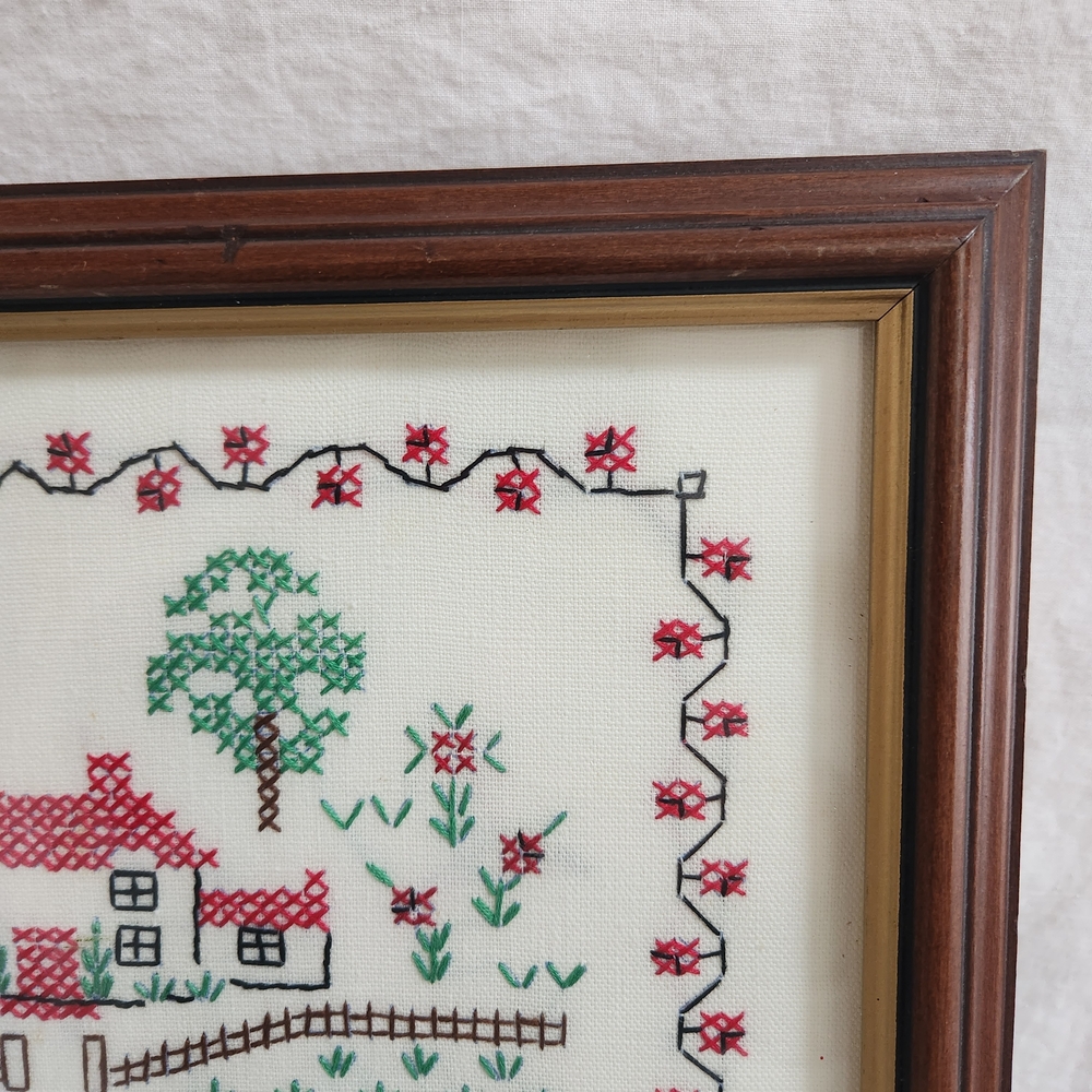 Vintage God Bless Home Completed Cross Stitch Sampler - Picture 3 of 13